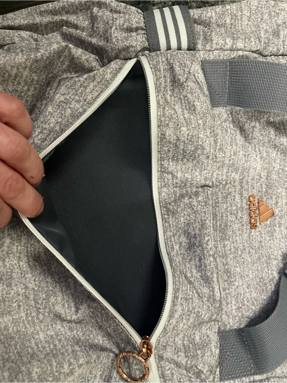 adidas Heather Gray Roll-Top Backpack with Rose Gold Accent never used - Picture 5 of 6